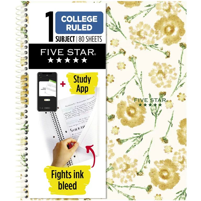 Five Star Pretty Prairie Notebook Plus Study App, 1 Subject, College Ruled, 8.5" x 11" (820217FB-... | Walmart (US)