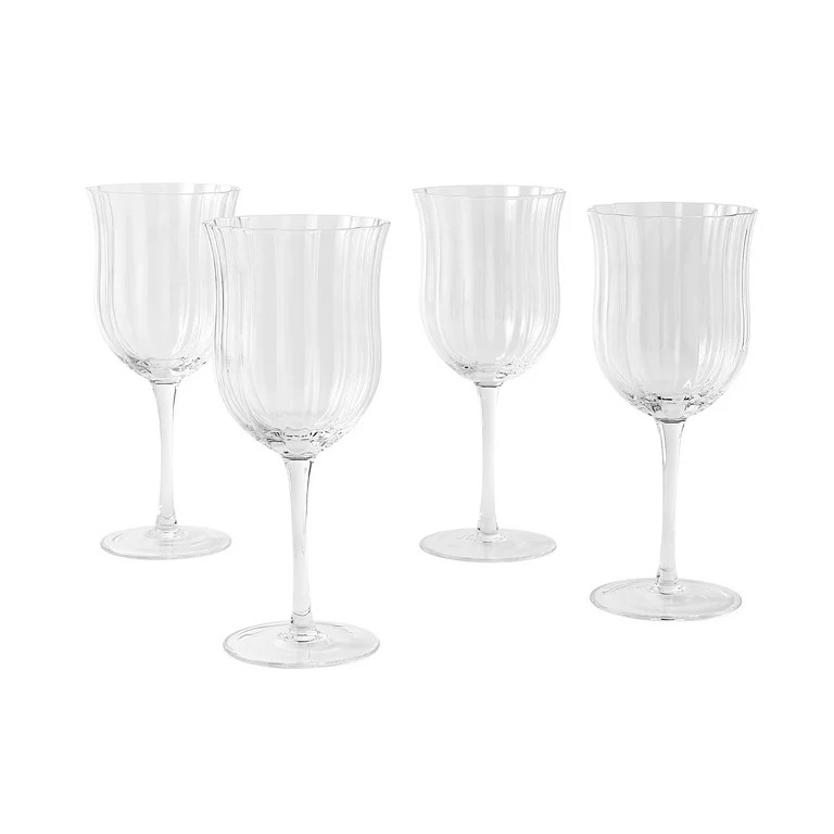 The Pioneer Woman Colette 13-Ounce Scalloped White Wine Glasses, Clear, Set of 4 - Walmart.com | Walmart (US)