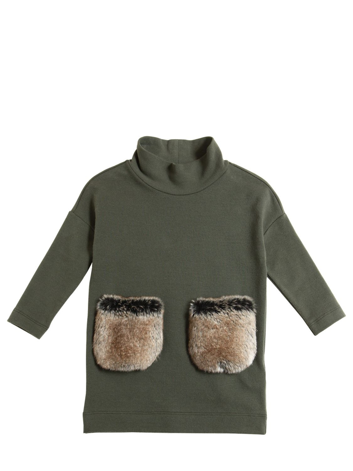 COTTON DRESS W/ FAUX FUR POCKETS | Luisaviaroma