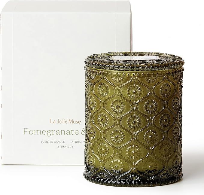 LA JOLIE MUSE Pine Scented Candle, Christmas Candle, Holiday Candle Gifts, Pomegranate Scented Ca... | Amazon (US)