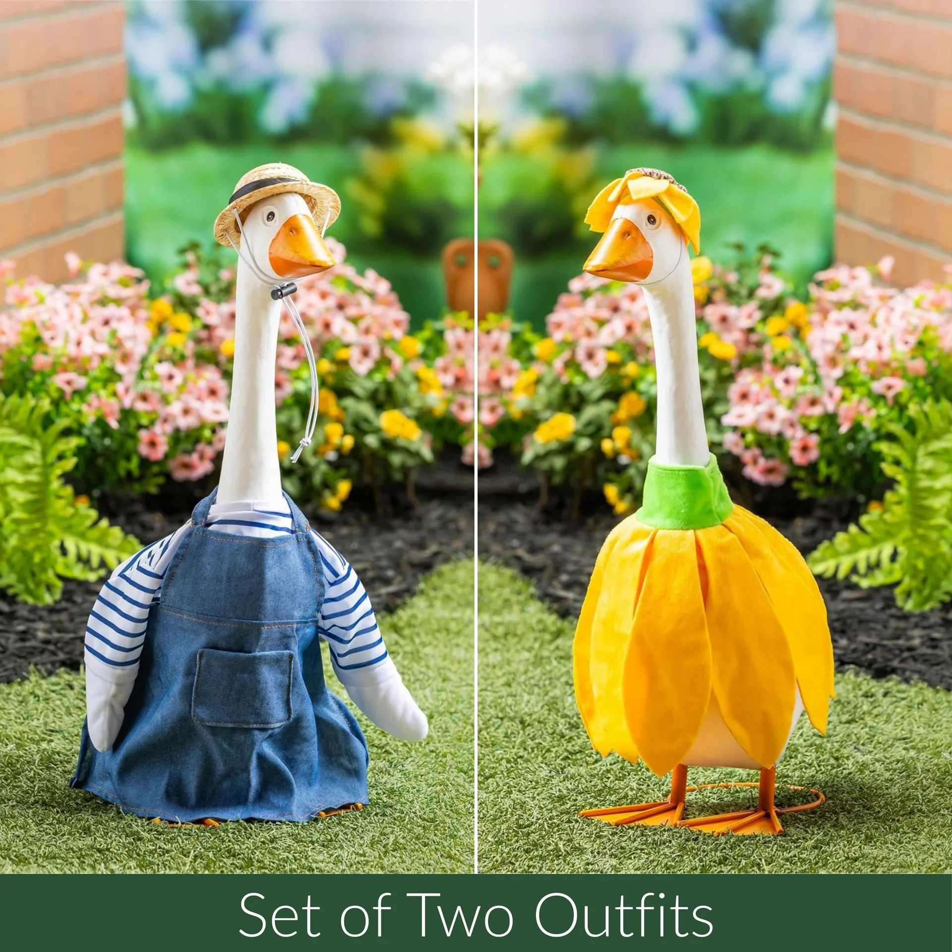 Giddy the Porch Goose Statuary Summer Outfit, Set of 2 | Plow & Hearth