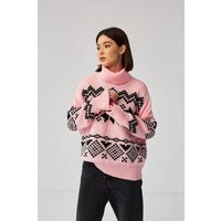 Pink Snowflake Wool Sweater, Women's Knitted Winter Clothing | Etsy (US)