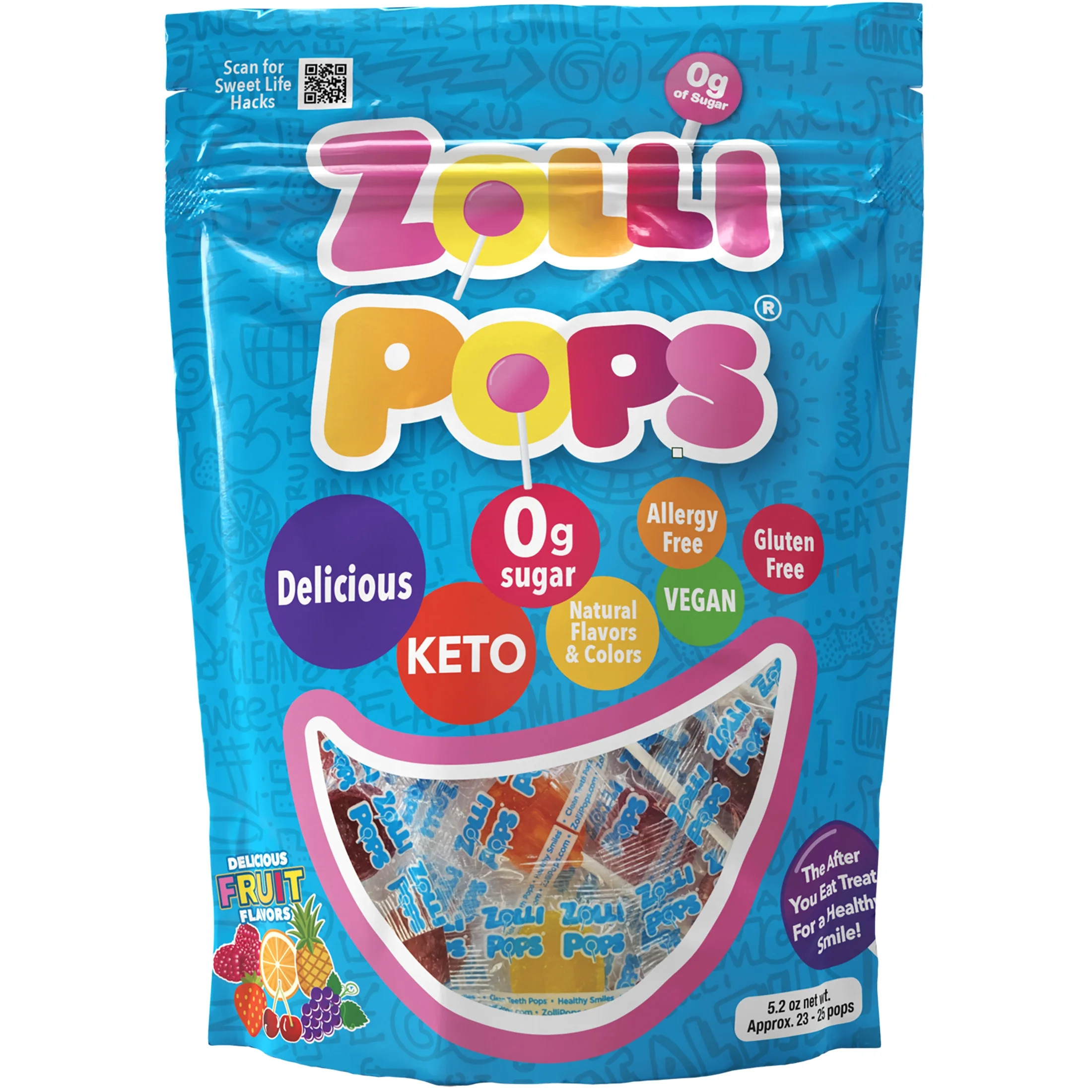 ZOLLIPOPS Lollipops, Sugar Free Candy, Allergen Free with Natural Fruit Flavor, Keto, Vegan 5.2 o... | Walmart (US)