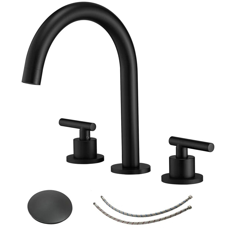 Widespread Bathroom Faucet 3 Hole, 2-handle 8 Inch Bathroom Sink Faucet with Drain Assembly | Wayfair North America