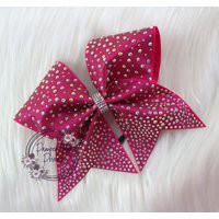 1Pc Pink Cheer Bow, Glitter Ribbon With Rhinestones, Hair Hairbow, Hot Shocking | Etsy (US)