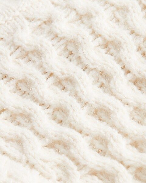 Fringe Cable Knit Mock Neck Sweater | Express