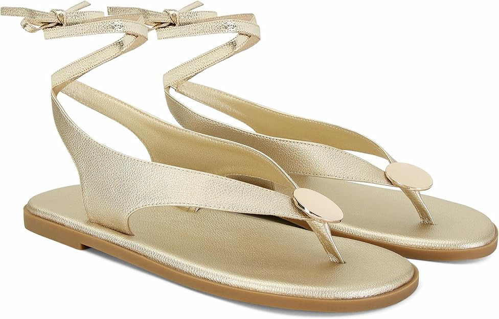 Flat Sandals for Women Strappy Sandals Comfortable Dressy Beach Flip Flop Slides Thong Sandals fo... | Amazon (US)