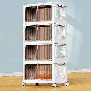 YFXCVSL 4 Tier Plastic Storage Bins with Lid 23QT, Stackable Storage Bins | Amazon (US)
