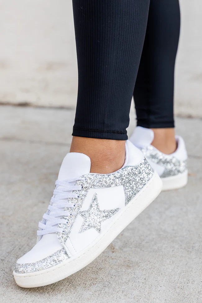 Duckie Silver Glitter Star Sneakers FINAL SALE | Pink Lily
