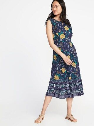 Sleeveless Waist-Defined Midi Dress for Women | Old Navy US