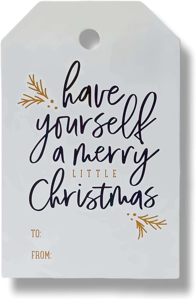 Christmas Gift Tags with String (32.8ft), Pack of 50 Merry Christmas Gift Tags(3" X 2"), Black an... | Amazon (US)