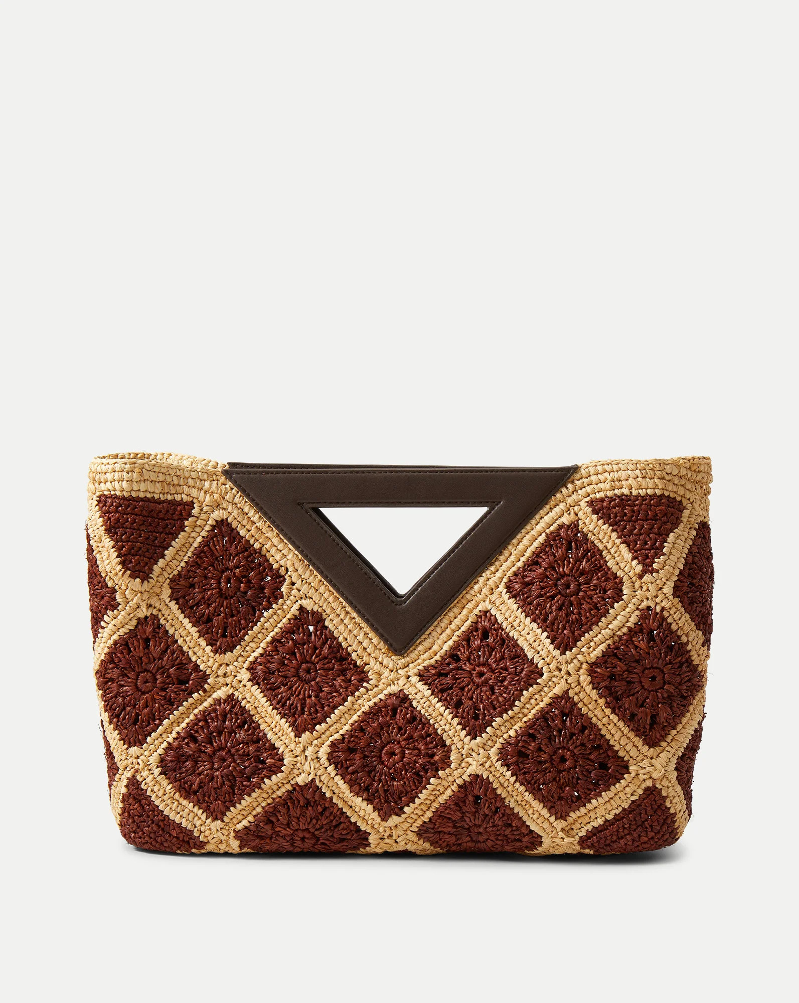 Raffia Vesper Clutch in Brown & Tan Espresso Multi | Veronica Beard | Veronica Beard