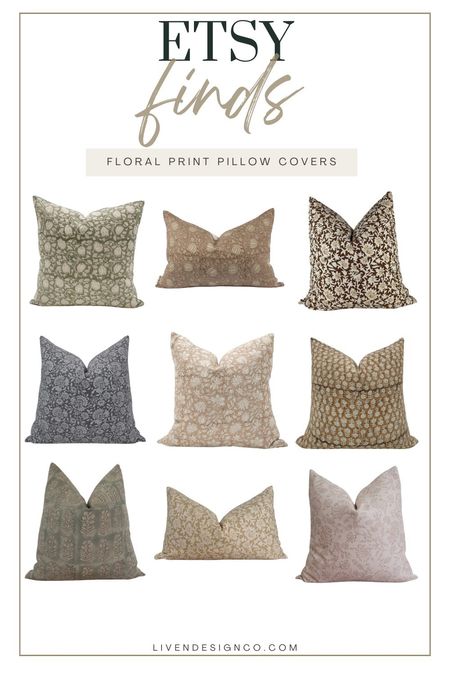 Etsy pillow cover. Block print floral pillow. Home decor. Neutral decor. Lumbar pillow. Bedroom decor. Beige pillow. Brown pillow. Sage green pillow. 

#LTKSeasonal #LTKhome #LTKsalealert
