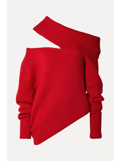 Monse - Oversized Cutout Wool Sweater - Red | NET-A-PORTER (UK & EU)