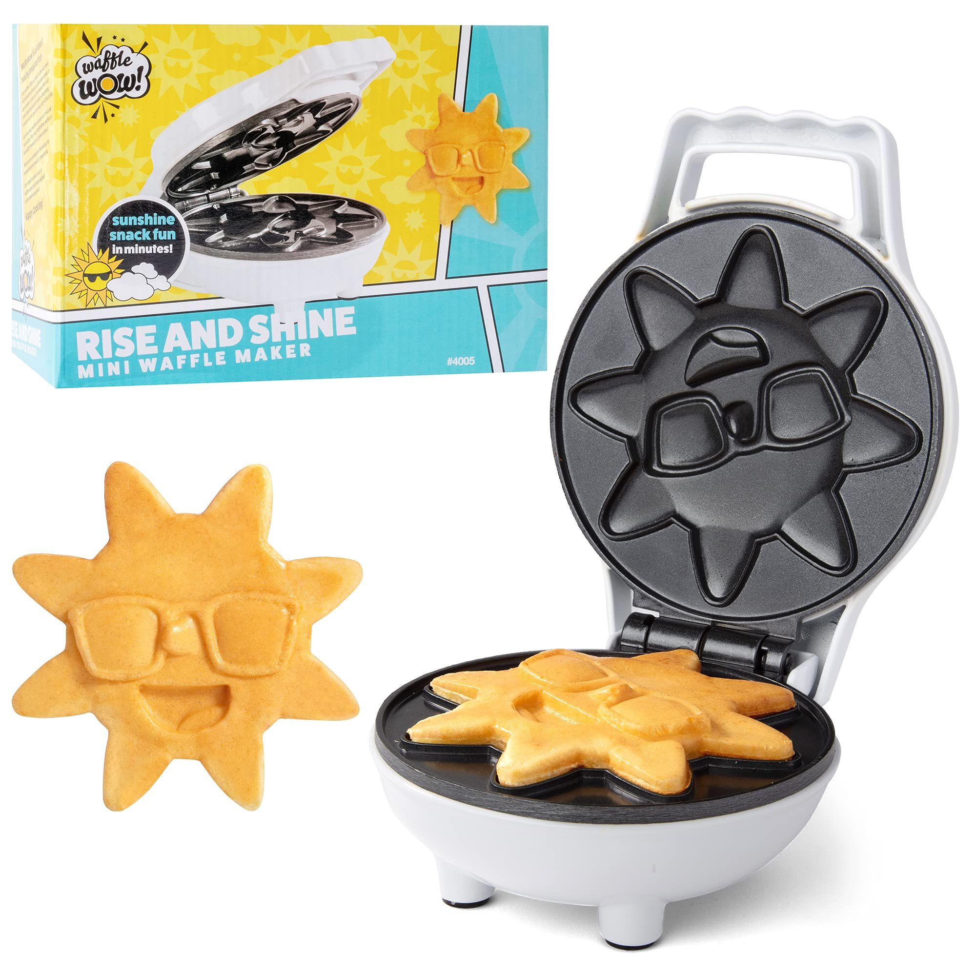 Rise and Shine Mini Sun Waffle Maker - Mini Personal-Sized 4" Sunshine Smile Individual Waffles for  | Amazon (US)