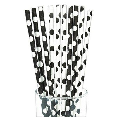 10ct Black & White Polka Dot Paper Straw | Target