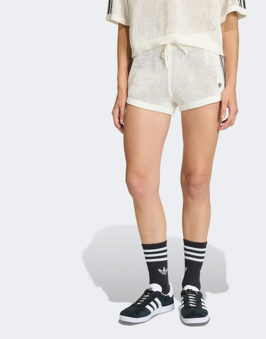 adidas Originals Knitted crochet shorts in off white | ASOS (Global)