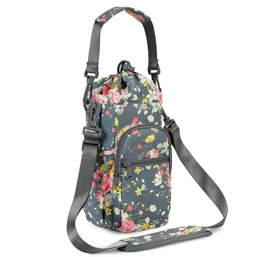 sportsnew Water Bottle Holder with Strap 32oz 40oz Insulated Water Bottle Carrier Sling Bag with Phone Pocket Tumbler Bag Cup Sleeve Crossbody Pouch for Walking Hiking Travelling Carrying, Rose | Amazon (US)