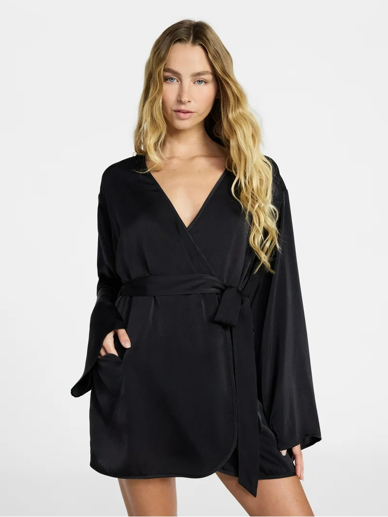 No Boundaries Sleepwear Satin Robe, Women's XS-XXL | Walmart (US)