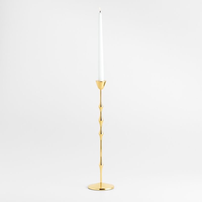 Beaded Large Polished Brass Finish Metal Taper Holder 17.5 | Crate & Barrel