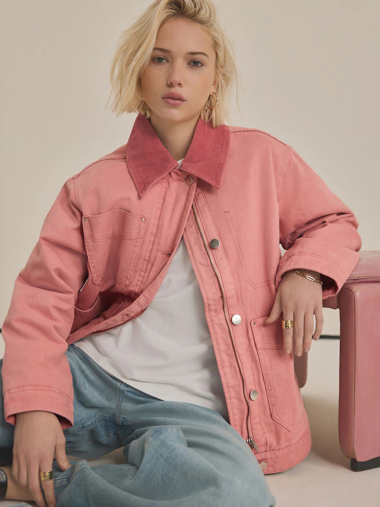 Buy Pink Corduroy Collar Jacket from Next Australia | Next AU