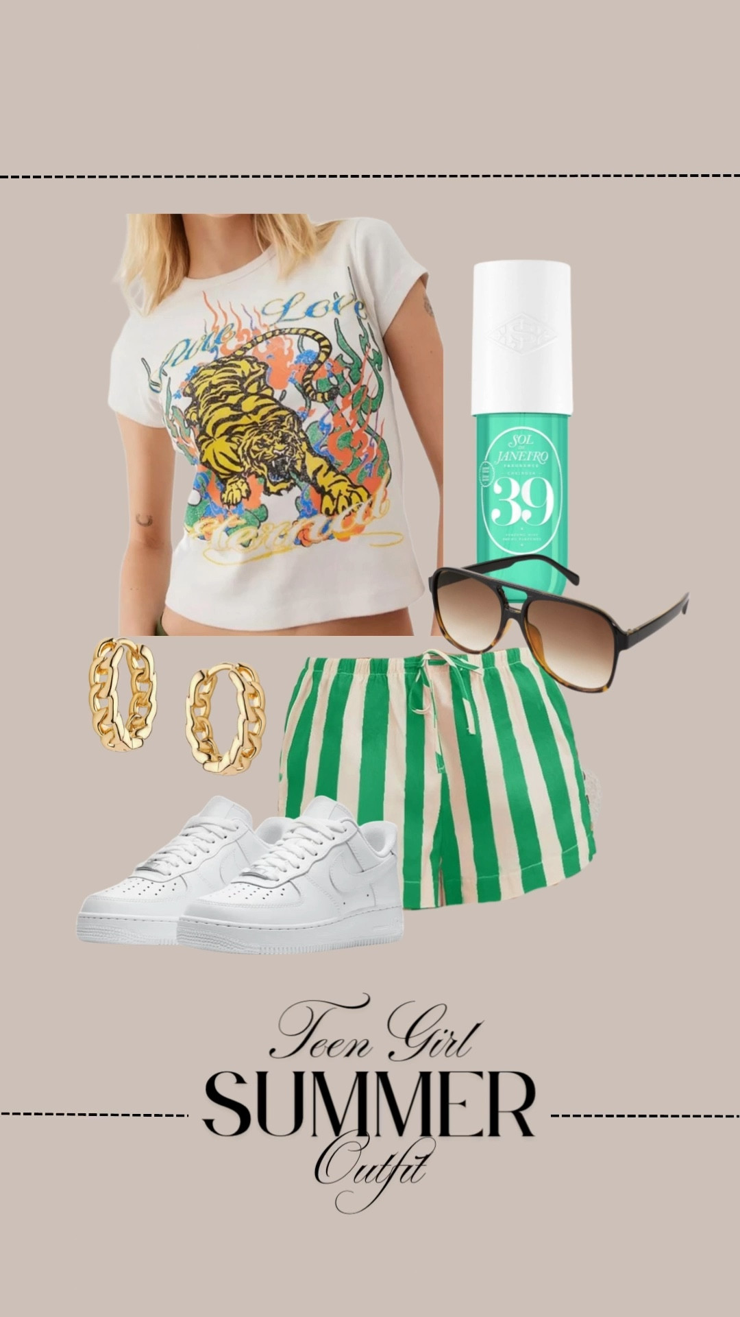 Bright, bold, and summer-ready! Styled these green striped shorts with my favorite colorful tiger graphic tee for a fun, playful vibe. Added layered accessories to tie it all together — perfect for vacation, weekend errands, or just feeling confident and cool. Shop this exact outfit and similar pieces on my LTK! #LTKStyle #SummerOutfitInspo #TeenStyle #ColorfulFashion #BoldOutfit #GraphicTeeStyle #VacationLook #LTKunder50 #TeenGirlOutfit