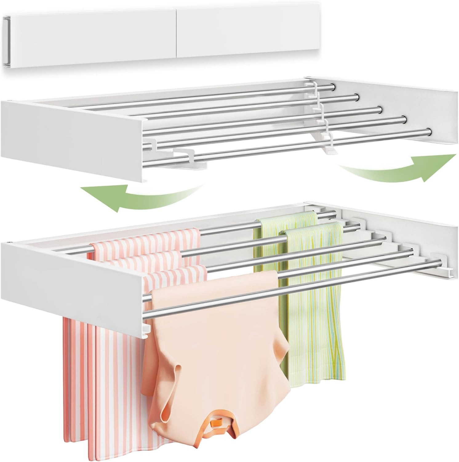 Wall Mounted Clothes Drying Rack 32", Foldable Wall Laundry Rack | Amazon (US)