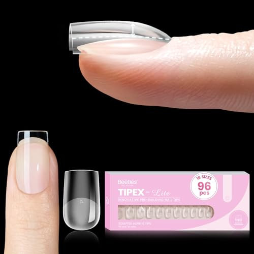 Beetles Tipex Lite Instant Apex Nail Tips, XS Short Square, 16 Sizes | 00–14, Built-in Apex Acrylic Tips for Flat & Natural Nail Beds, Beginner-Friendly Easy DIY Nail Extensions | Amazon (US)
