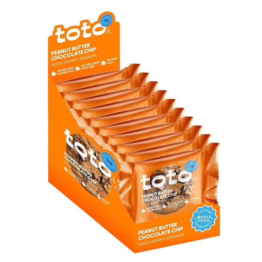 Toto's Peanut Butter Chocolate Chip Vegan Cookies: Gluten-Free High-Fiber Cookie with Plant-Based... | Amazon (US)