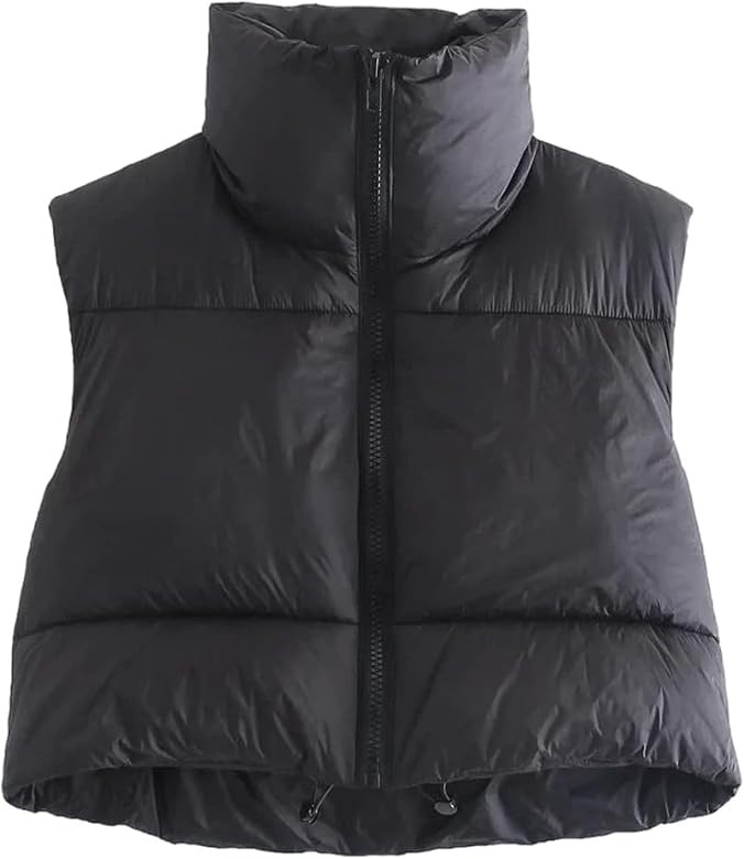 WENIVE Cropped Puffer Vest For Women Stand Collar Lightweight Sleeveless Winter Warm Outerwear Pa... | Amazon (US)