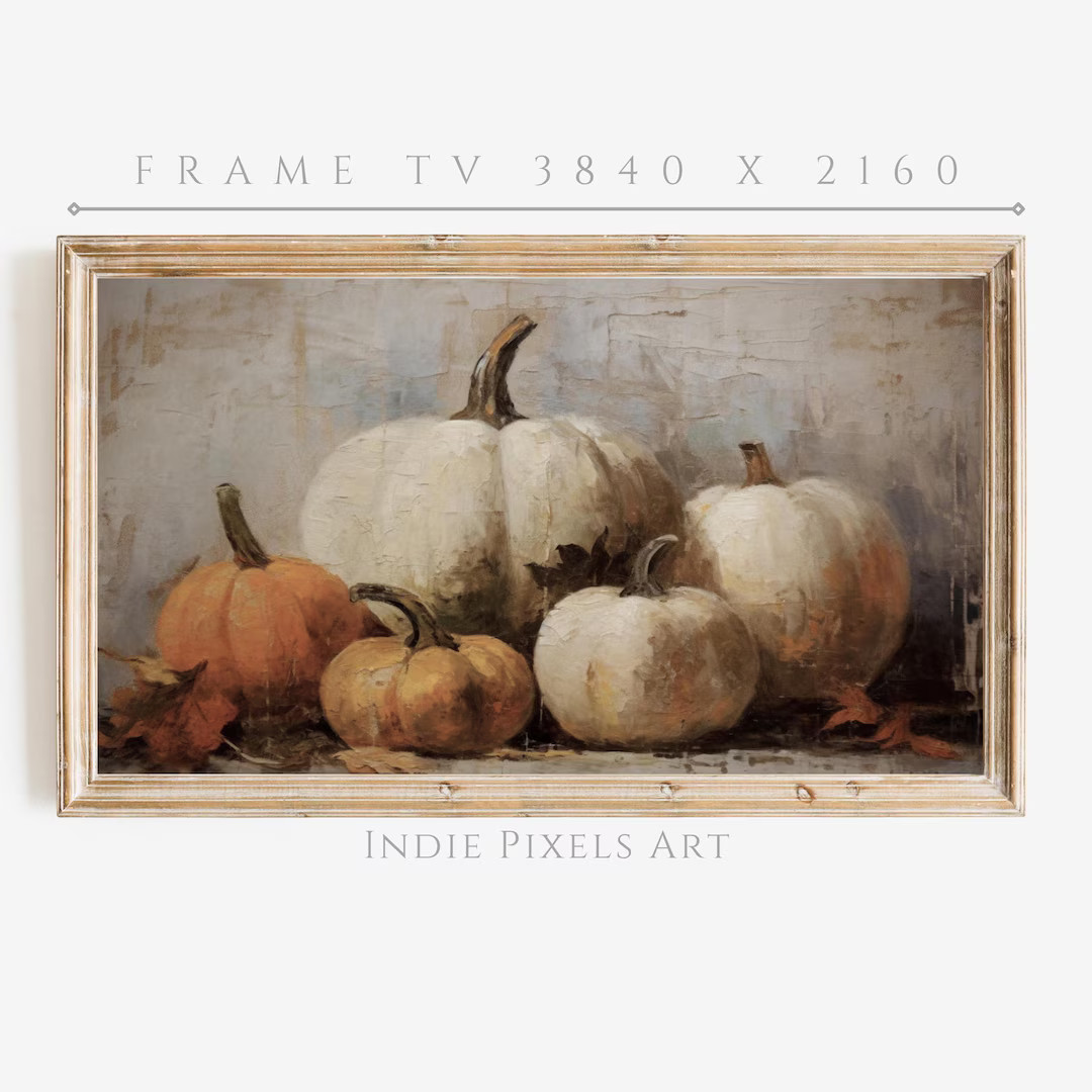 Rustic Fall Pumpkins 4K TV Art for Samsung Frame TV Farmhouse Fall Decor Digital Download Art for... | Etsy (US)
