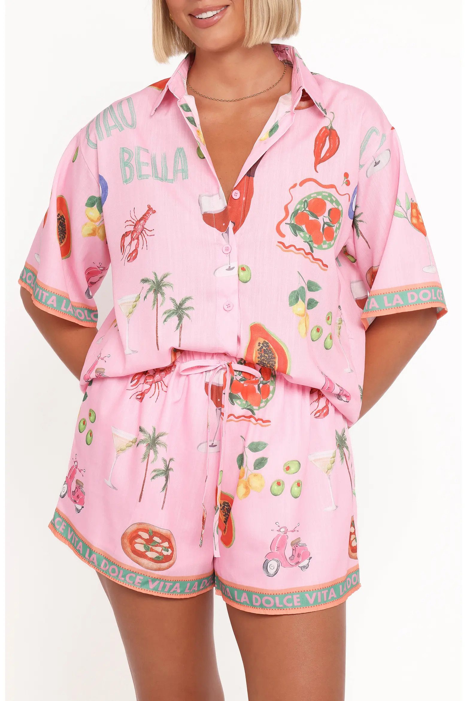 Giulia La Dolce Vita Print Button-Up Shirt & Shorts Set (Women) | Nordstrom | Nordstrom