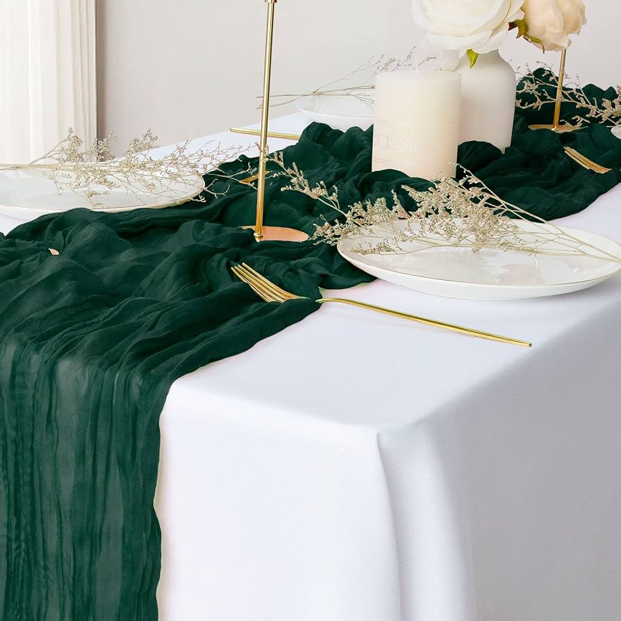 2 Pack Dark Green Cheesecloth Table Runners, 10ft Gauze Table Runner Rustic Wedding Cheese Cloths... | Amazon (US)