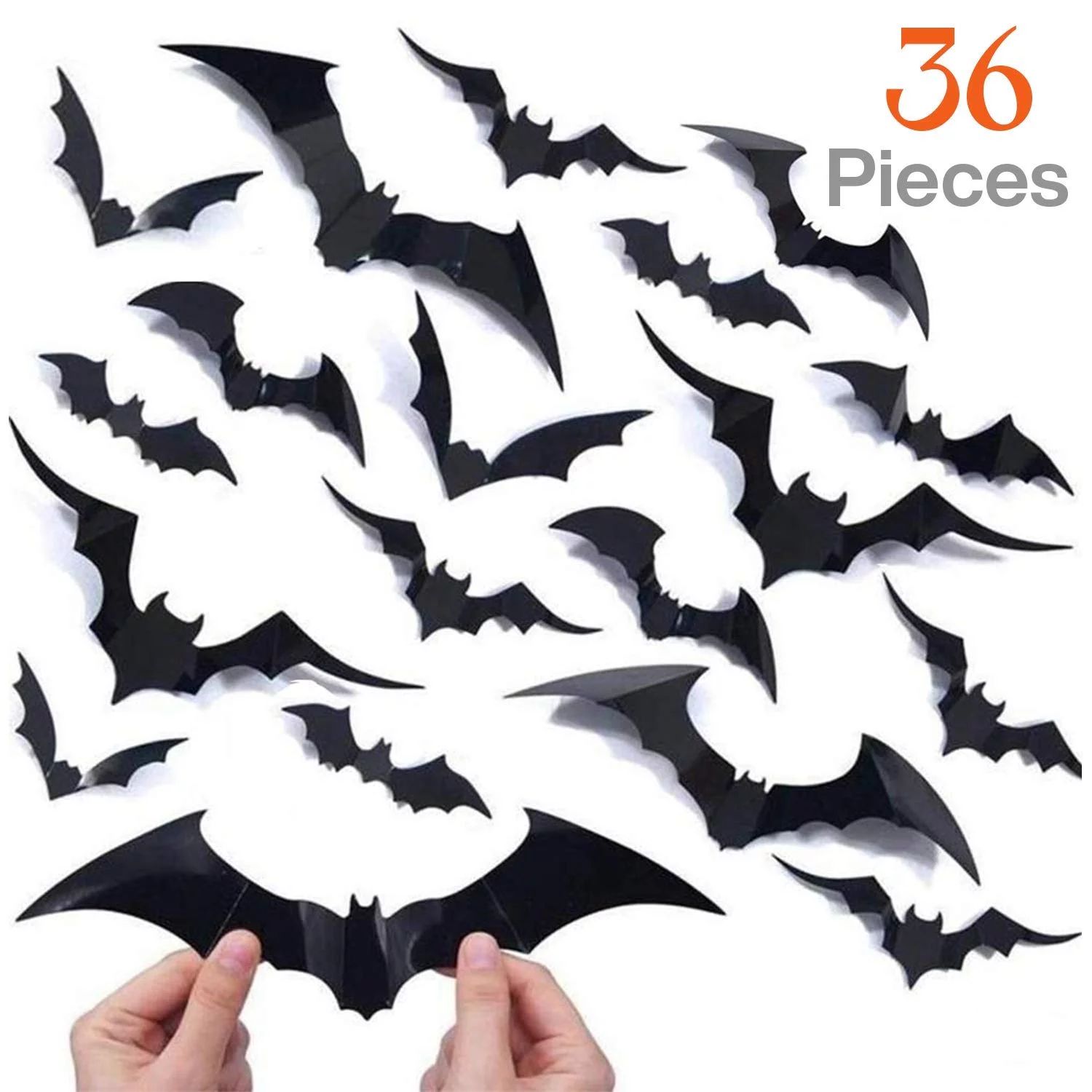 36 PCS Halloween 3D Bats Decoration for Home 4 Different Sizes Realistic PVC Scary Bat Wall Decal... | Walmart (US)