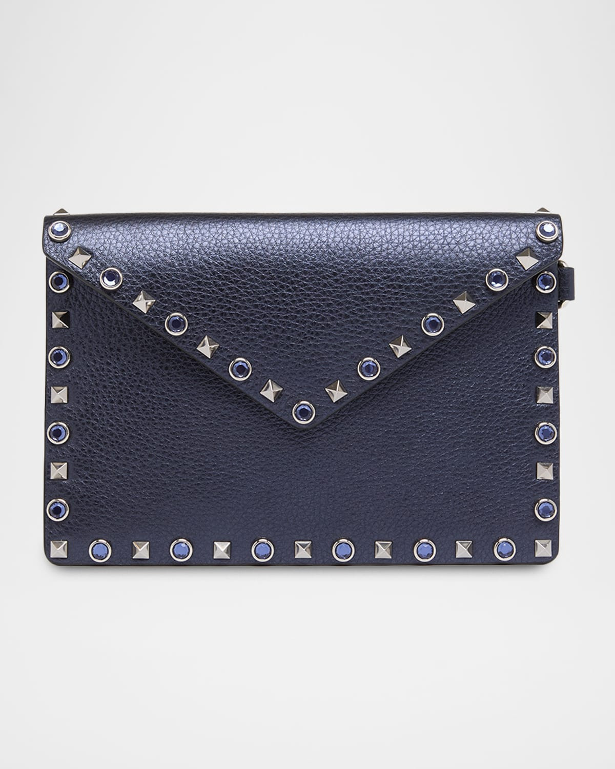Medium Rockstud & Rhinestone Flat Pouch Bag | Neiman Marcus