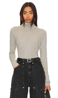 LA Made Roosevelt Turtleneck Tee in Heather Grey from Revolve.com | Revolve Clothing (Global)