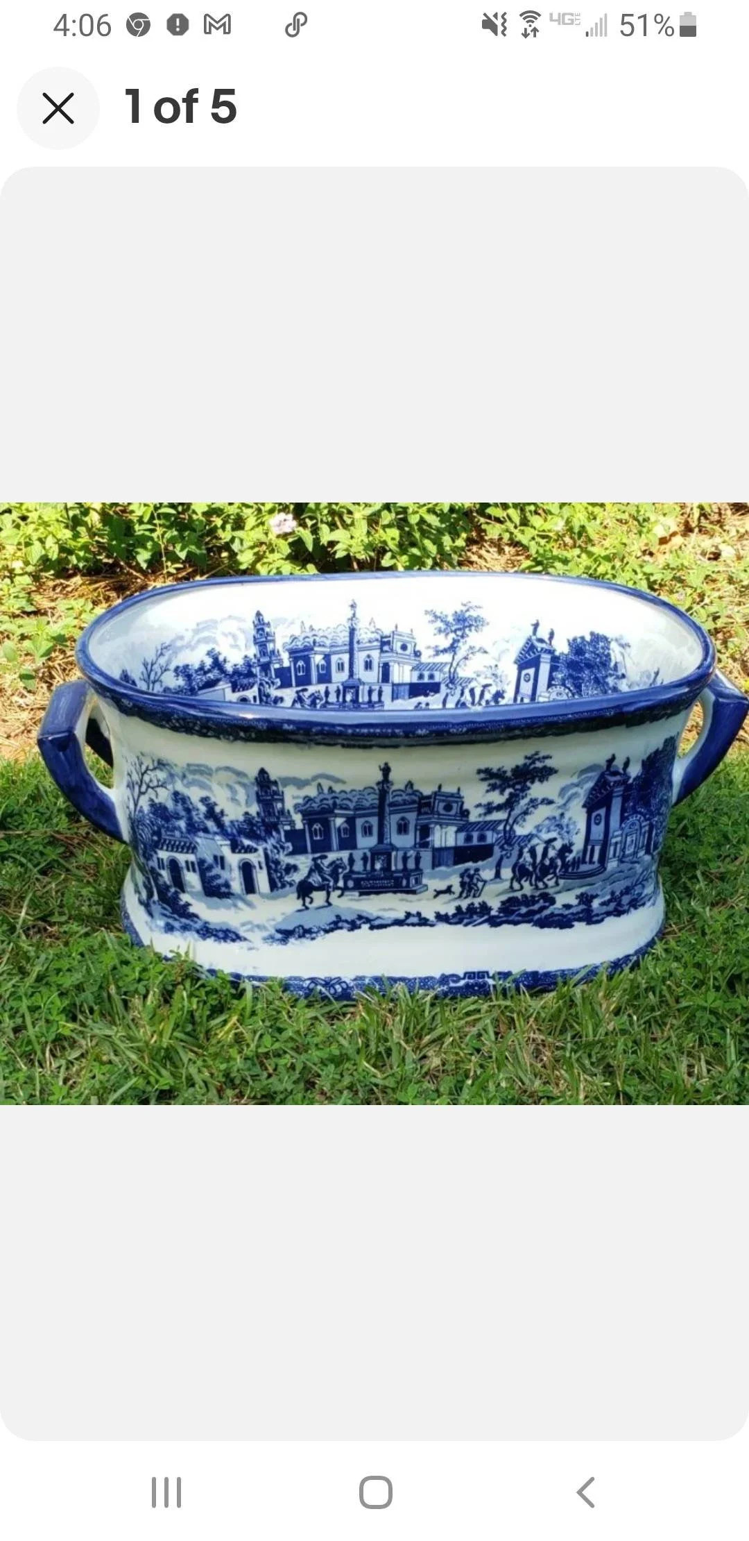 Chinoiserie Blue & white Foot Bath Orchid Planter 14" 8" 5.5" Grand Millennial | Etsy (US)