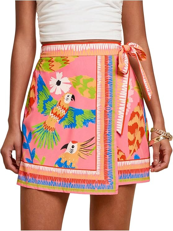 MakeMeChic Women's Summer Boho Wrap Mini Skirt Beach Vacation Short Skirts | Amazon (US)
