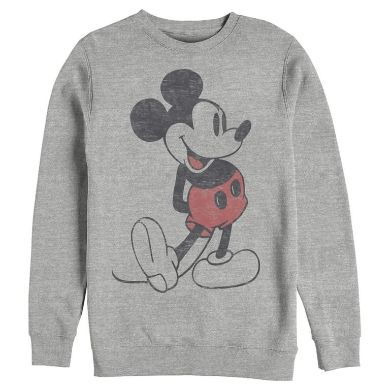 Men's Mickey & Friends Distressed Mickey Mouse Pose  Sweatshirt Athletic Heather X Large | Walmart (US)