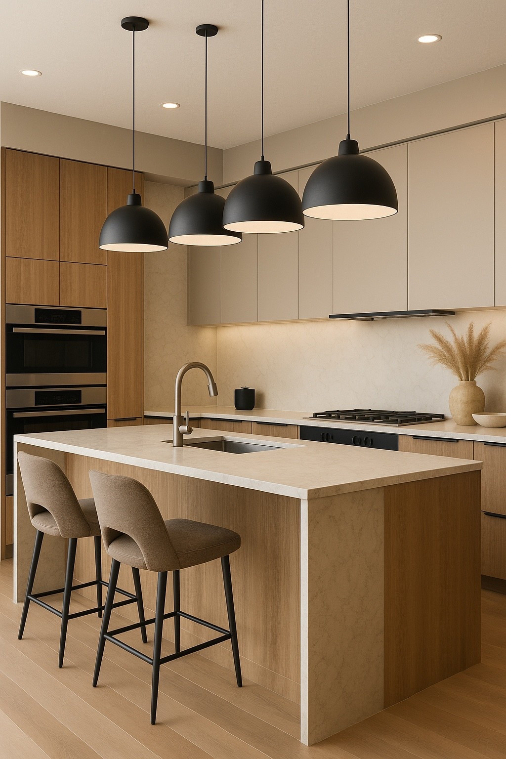 Soft luxury kitchen vibes 🤍
Warm wood cabinetry, a clean stone island with sculptural bar stools, and bold matte-black pendants — the perfect blend of modern minimalism and cozy elegance.
Save this inspo for your dream kitchen remodel ✨ #modernkitchen #luxurykitchen #neutralkitchen #kitchenisland
#softminimalism #warmwoodtones #kitchendesign #kitcheninspo
#minimalistdecor #interiordesignideas #aestheticinteriors
#scandinaviankitchen #neutralhome #homerenovation
#ltkhome #ltkfinds #kitchenremodel #glowerastyle