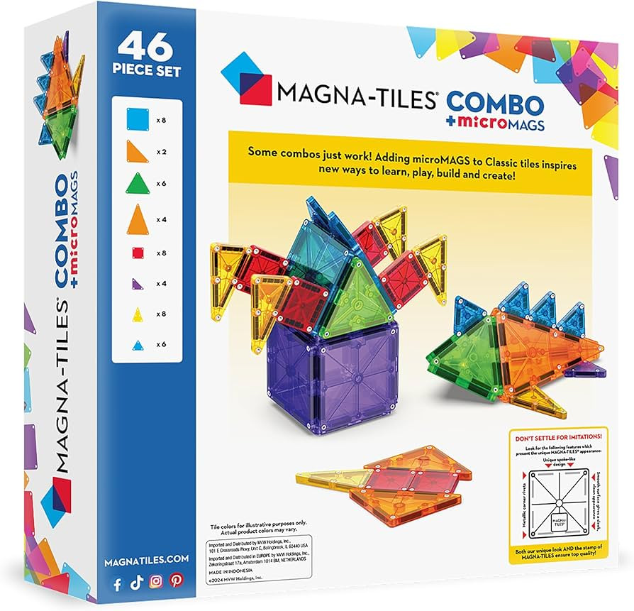MAGNA-TILES\u00ae Combo 46-Piece Magnetic Construction Set, The Original Magnetic Building Brand | Amazon (US)