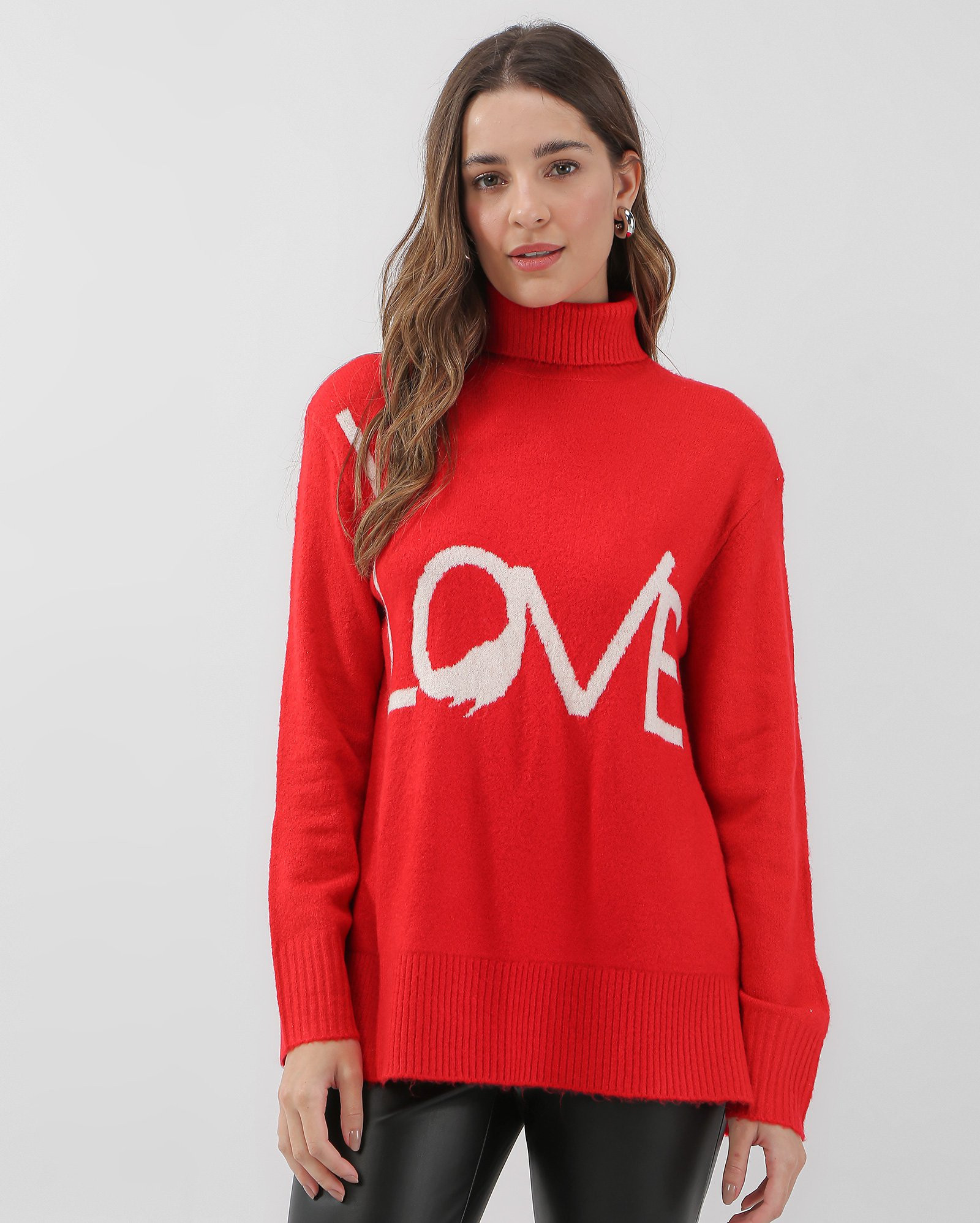 Blusa feminina de tricot love com gola vermelha | AK by Riachuelo | Riachuelo (BR)