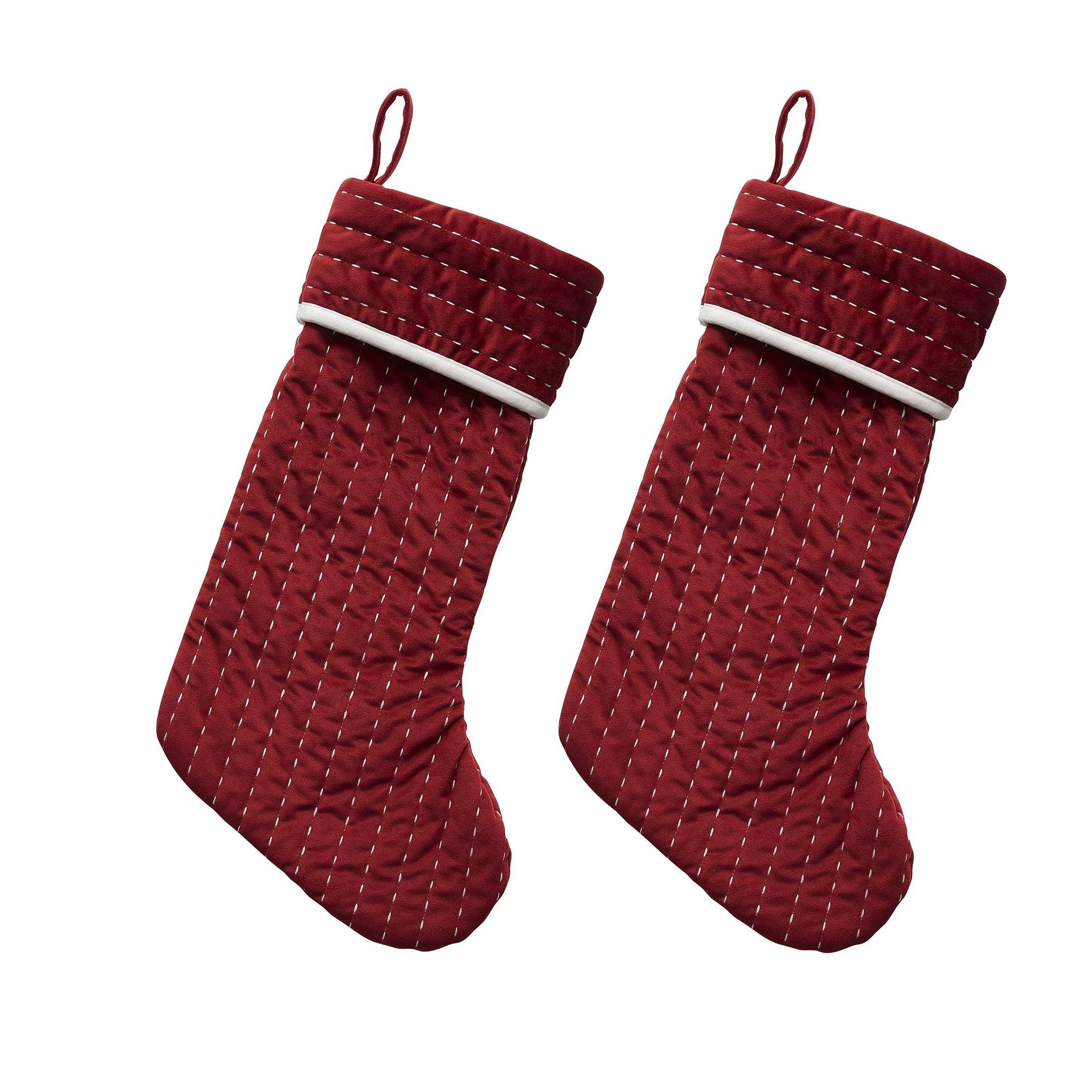 My Texas House Quinn Red Pick Stitch Stripe Christmas Stockings, 21" (2 Count) | Walmart (US)