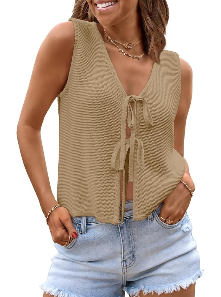 LILLUSORY Womens Crochet Tops Ladies Summer Vacation Outfits Beach Fashion Tank Y2K 2025 Cute Clo... | Amazon (US)