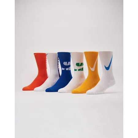 Nike Youth Everyday Cushioned Crew Socks – 6 Pack, Medium, Blue White Orange | Walmart (US)