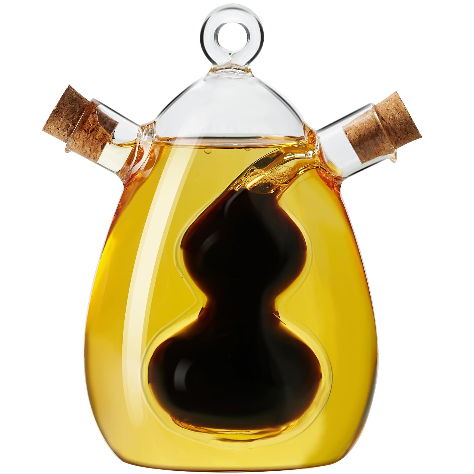 PARACITY Oil and Vinegar Dispenser Bottle 2 in 1, Olive Oil Dispenser Bottle for Kitchen with Cork Stoppers, 12OZ Transparent Glass Vinegar Dispenser | Amazon (US)