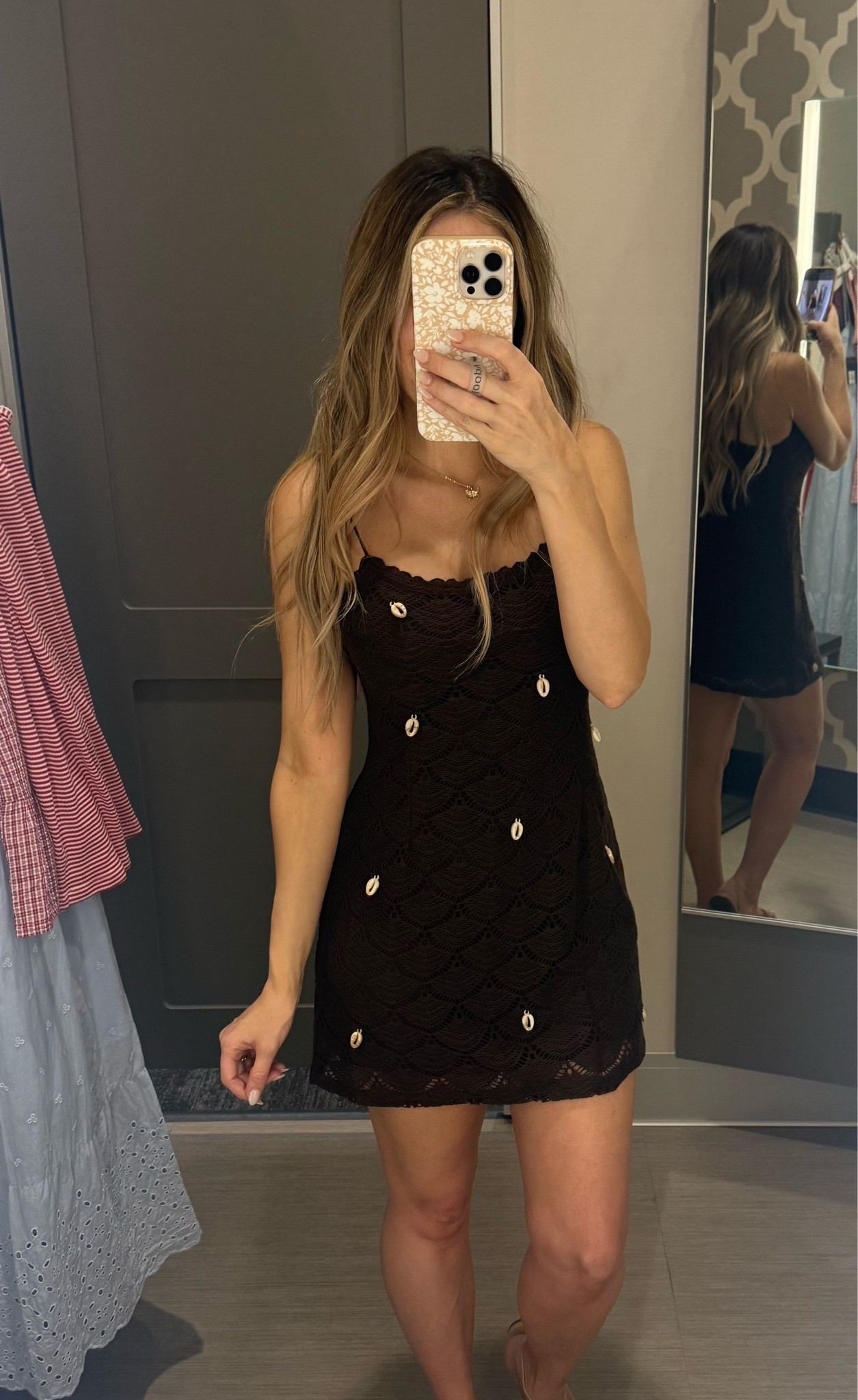 Target scalloped crochet beach mini dress 
TTS- small - If in between sizes, size up 





Summer dress 
Maxi dress 
Baby shower dress
Beach dress
Graduation dress 
Vacation dress 
Date night dress 
wedding guest dress
Bridal shower dress 
Wedding dress

#LTKTravel #LTKSaleAlert #LTKootd