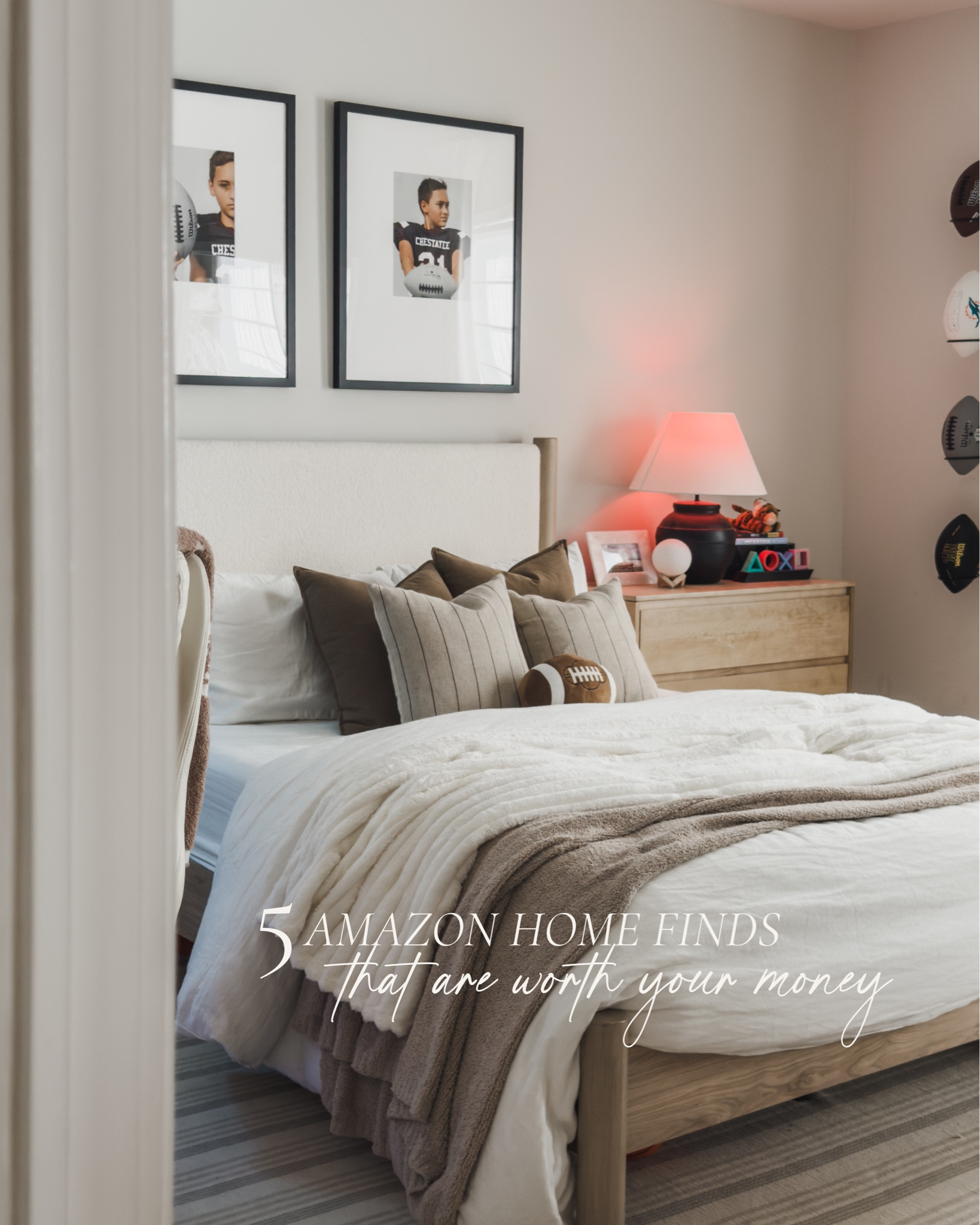 Five Amazon finds that are worth your money! 

•Battery operated sconces that are under a hundred for two.
•Counter stool seat cushions. The covers are washable and the cushions are comfortable! 
•Pool side basketball hoop that has held up so well over the last year.
•These hanging sports ball holders. A creative way to style the sports equipment.
•A large laundry hamper with wheels and multiple dividers.

Amazon finds, for the home, on sale, boys bedroom finds, kids room, laundry room, back patio, pool finds, shop the look! 

#LTKdayinmylife #LTKHome #LTKSaleAlert