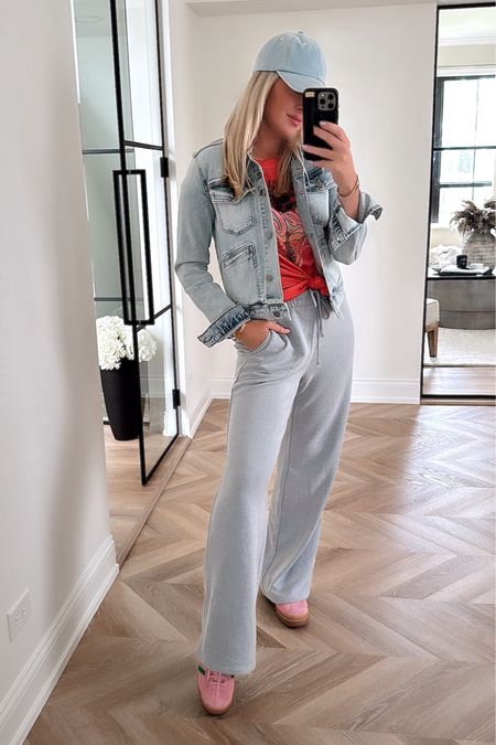 Monday OOTD! 
New spring target sweatpants! 
Small in pants and jacket and medium in $10 graphic tees! 

Casual outfits. Travel style. Denim. Lounge wear. 

#LTKfindsunder100 #LTKstyletip #LTKfindsunder50