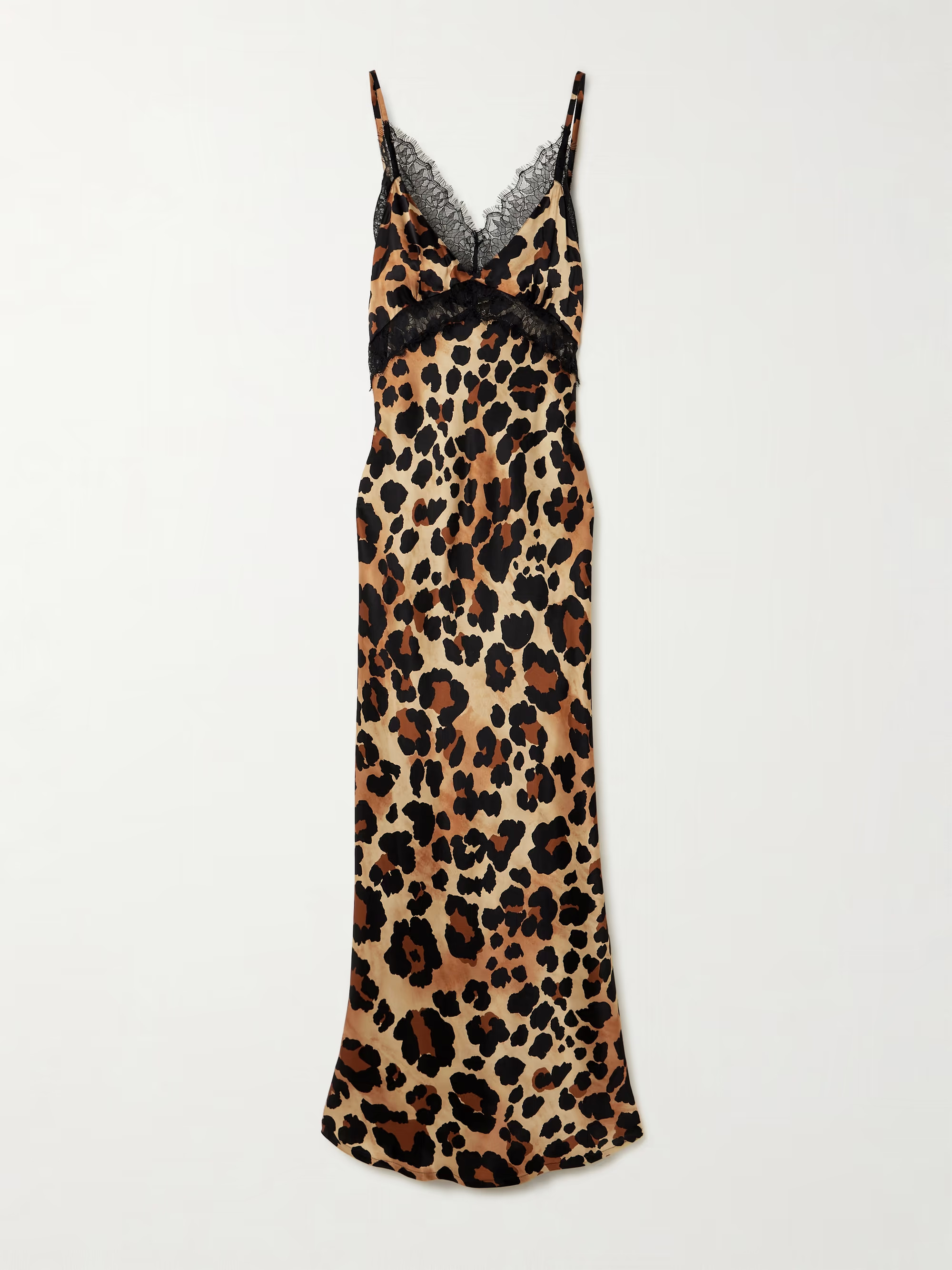 Kusha lace-trimmed leopard-print silk-satin maxi dress | NET-A-PORTER (UK & EU)